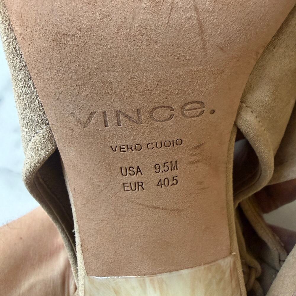 Vince Quest Beige Suede Slingback Marble Heel Sandals Size 9.5 - Picture 9 of 9